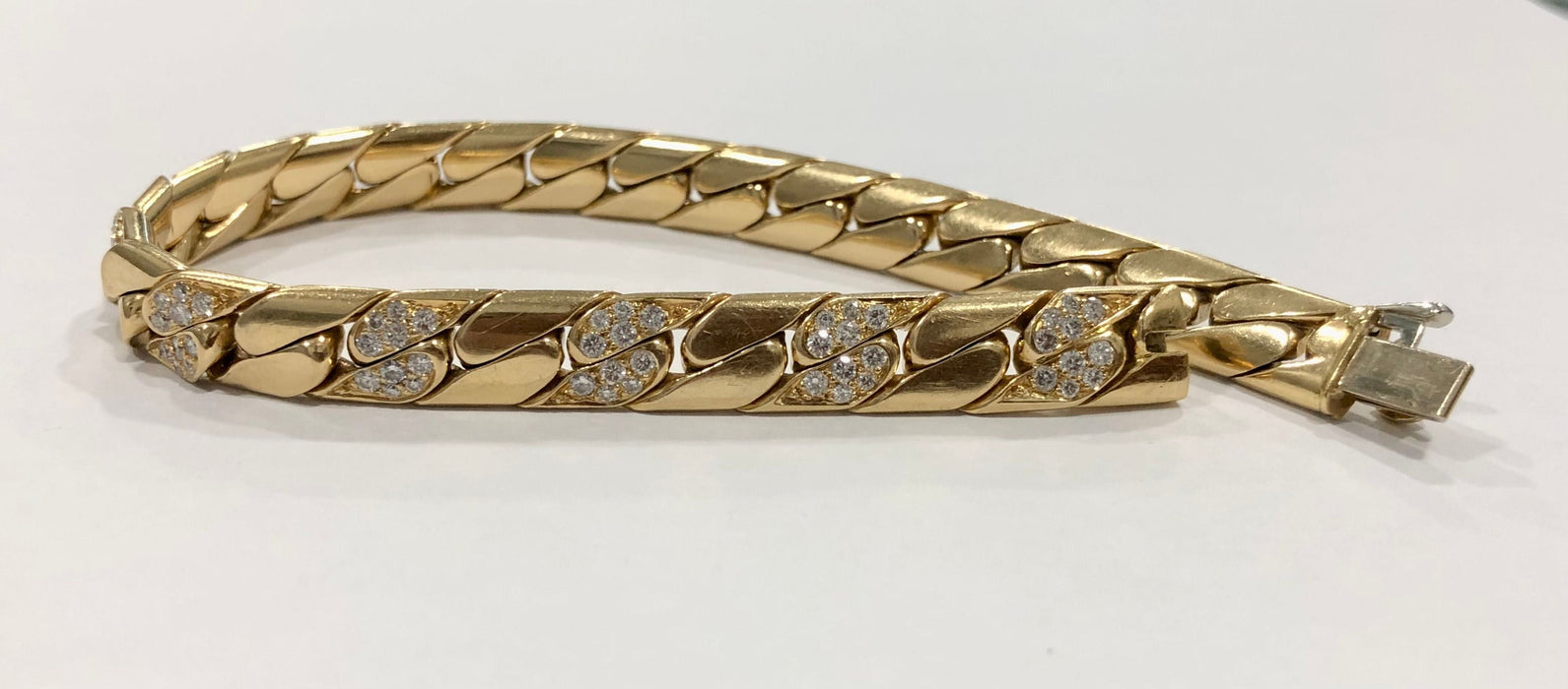 Bracelet Bracelet massif maille anglaise or jaune et diamants 58 Facettes