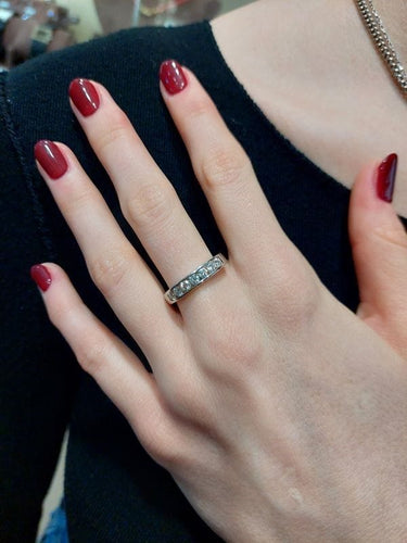 Bague 56 Bague demi-alliance Or blanc Diamant 58 Facettes 077621