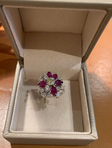 Bague Bague Diamants 1.10ct Rubis 1.30ct 58 Facettes B318