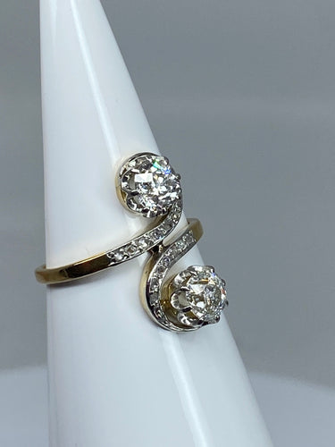 Bague 53 Bague en or blanc et or jaune 18 carats en diamants. Epoque 1900 58 Facettes AB267