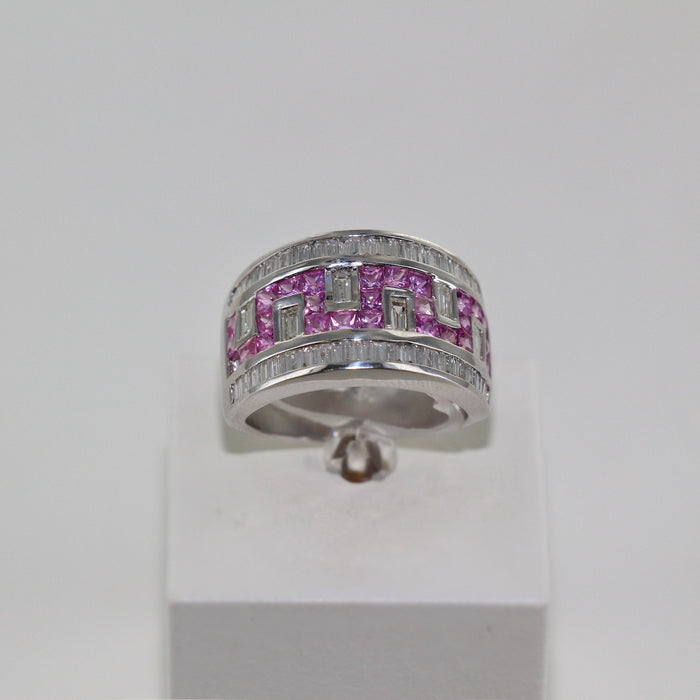 Bague Bague diamants et saphirs roses 58 Facettes