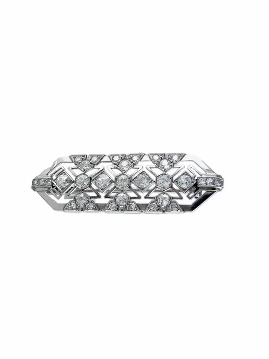 Broche Broche Style Art Déco Or, Platine et Diamants 58 Facettes