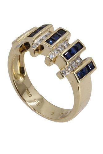Bague 54 BAGUE MODERNE SAPHIRS ET DIAMANTS 58 Facettes 056741