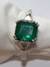 Ring White gold emerald diamond ring 58 Facettes