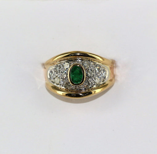 Bague BAGUE EMERAUDE ET PAVAGE DIAMANTS 58 Facettes