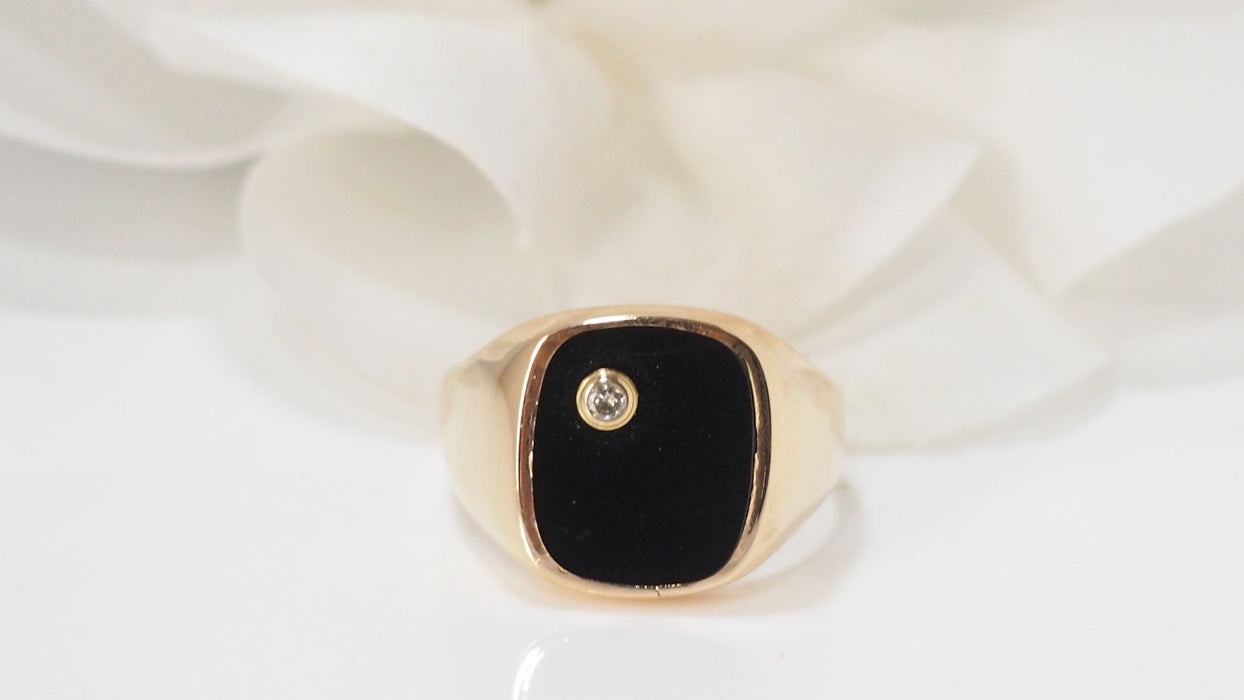 Bague 54 Bague en Or jaune onyx & diamant 58 Facettes 26393