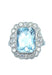 Ring Belle Époque ring in platinum, aquamarine and diamonds 58 Facettes