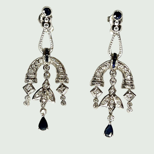 Boucles d'oreilles BOUCLES D'OREILLES ART DÉCO SAPHIRS DIAMANTS 58 Facettes 814A