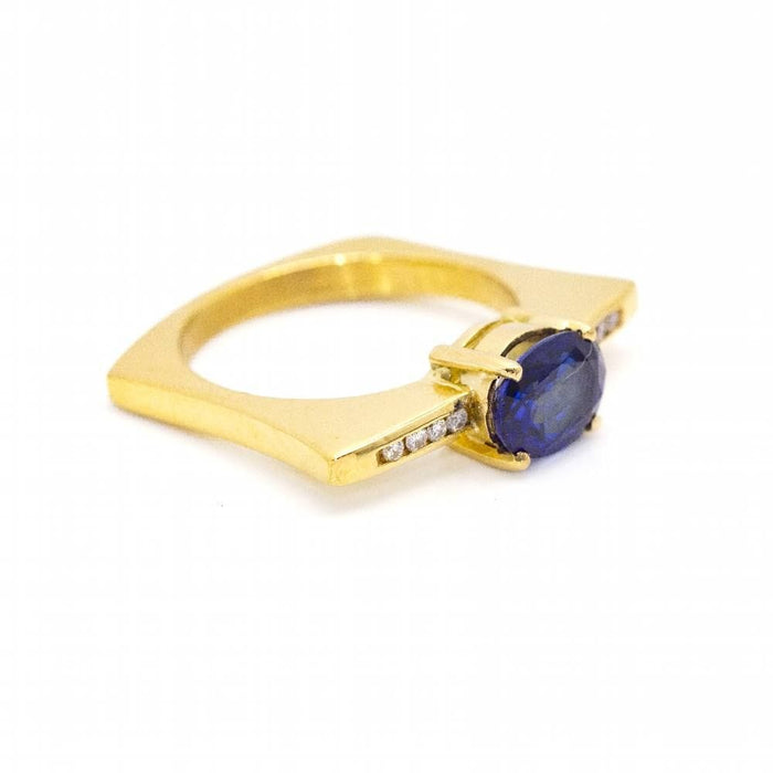 Bague 55 KLASH ring in yellow gold, sapphire and diamonds 58 Facettes D360264JE