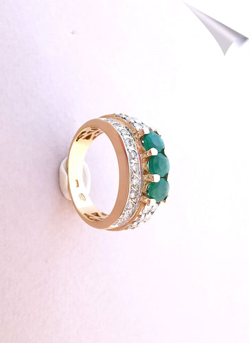 Bague 55 Bague Emeraudes, Diamants et Or 58 Facettes AA 1540