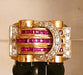 Ring 57.5 Ring 2 Gold Diamonds Ruby 58 Facettes R 1306 Maee