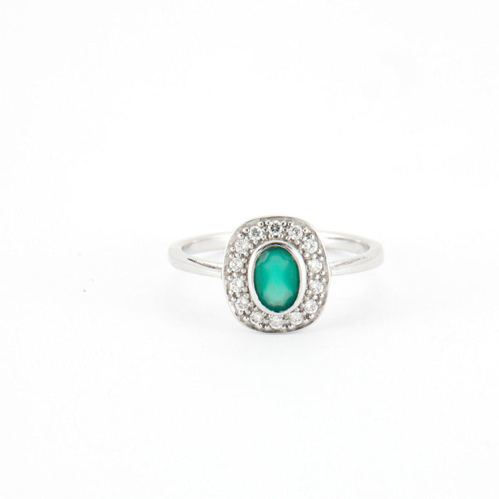 Bague Bague en Argent & Agate Verte 58 Facettes