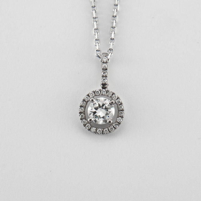 Collier Pendentif sur Chaine Diamant Or Blanc 58 Facettes