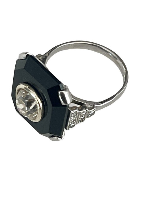 Bague 53 Bague Art Déco Or, Onyx Et Diamants 58 Facettes 949219