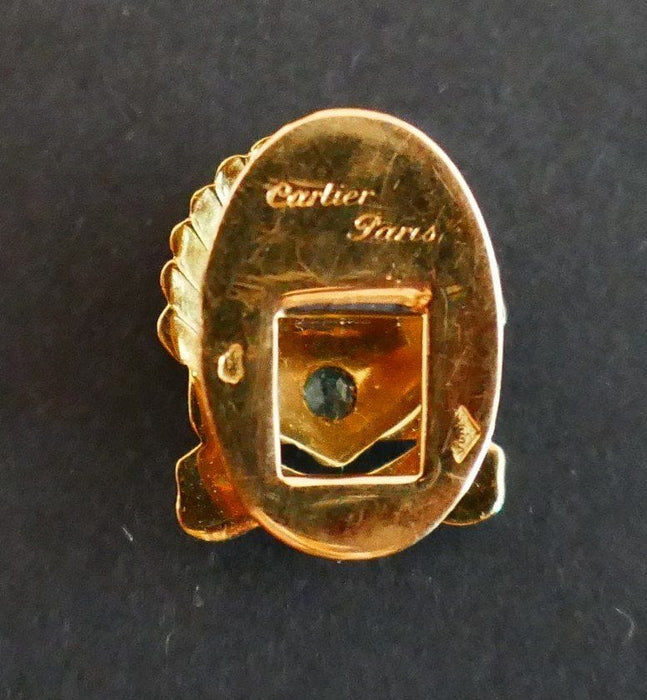 Broche Cartier - Boutonnière en Or jaune, émeraude 58 Facettes