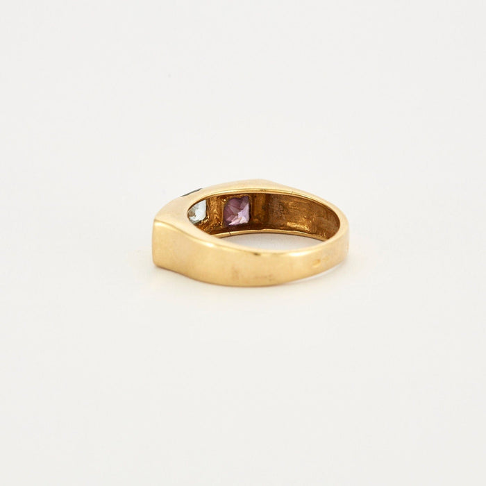 Bague 54 Bague bandeau Or jaune Améthyste Citrine Aigue-marine 58 Facettes 240041