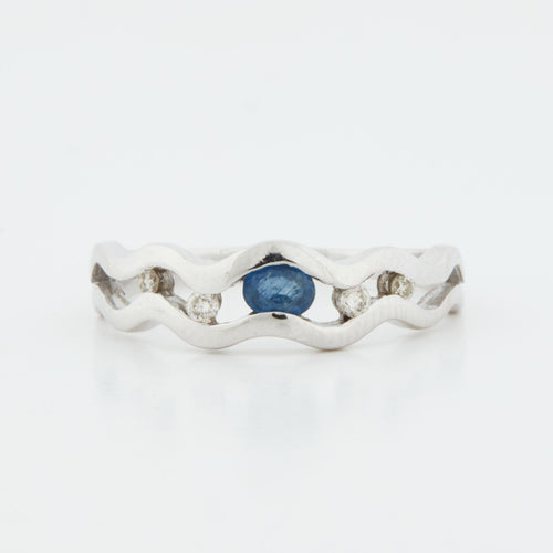 Bague 59 Bague Or blanc Saphir Diamants 58 Facettes REF 10079/19