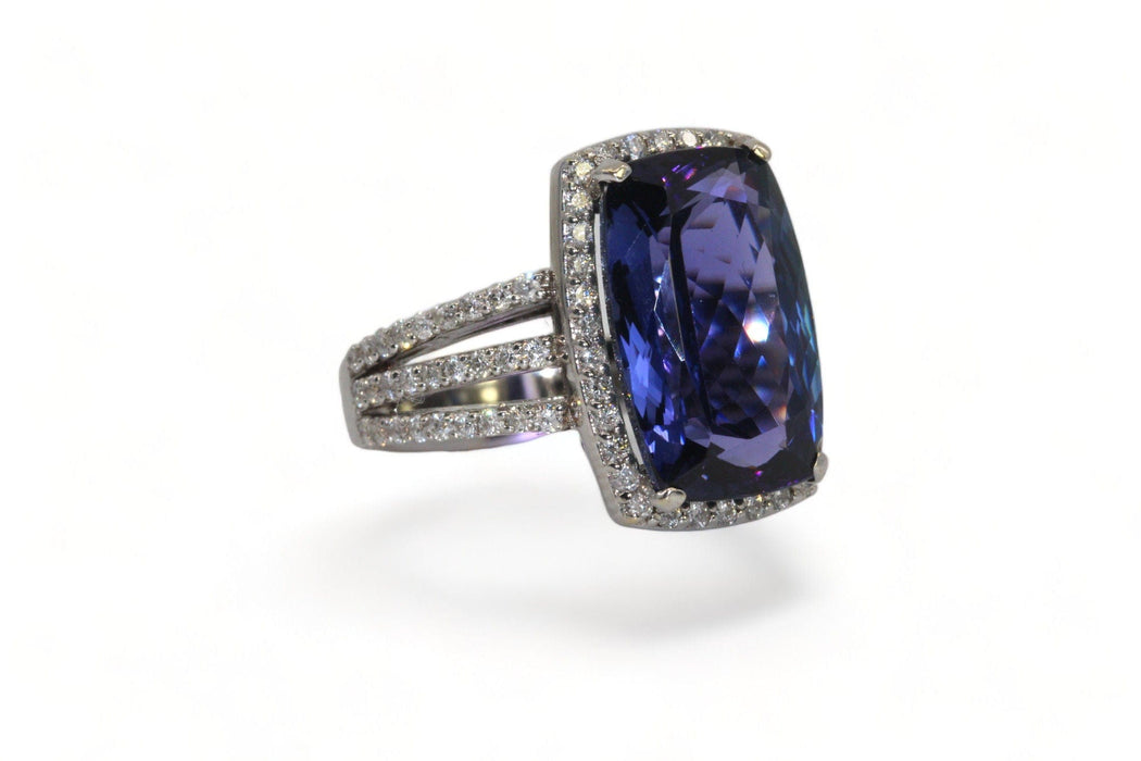 Bague Bague Or blanc Tanzanite Diamants 58 Facettes