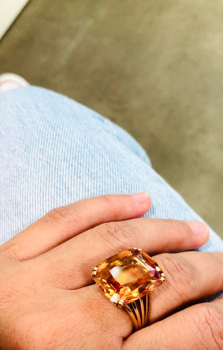 Bague 55 Bague vintage citrine 58 Facettes