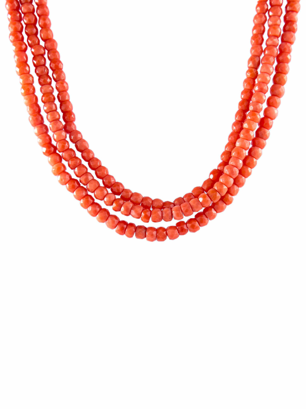 Collier 3 Rangs En Jade Naturel Et Corail - Fermoir Camée, Création Maison, Longueur Ajustable