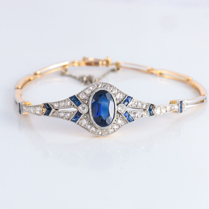 Bracelet Beau bracelet époque 1900, diamants et saphirs 58 Facettes