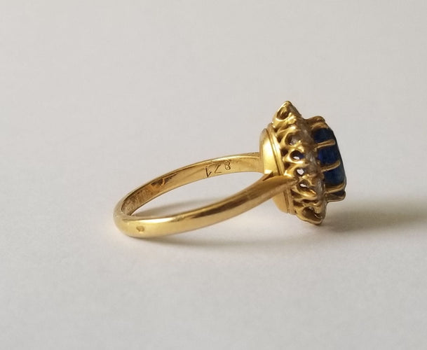 Bague 52 Bague Pompadour Or jaune Saphir Diamants 58 Facettes