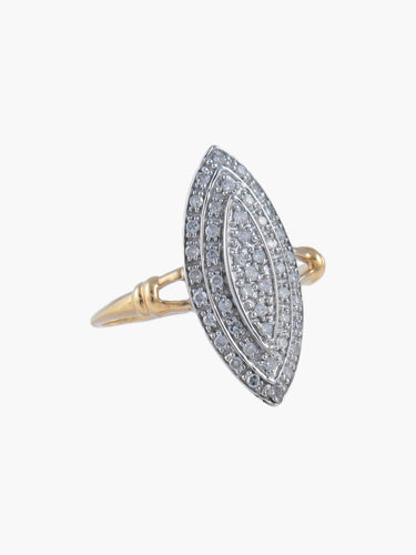 Bague Bague Marquise, Or jaune, Pavage en diamants 58 Facettes