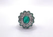 Ring Art deco style ring platinum emeralds diamonds 58 Facettes