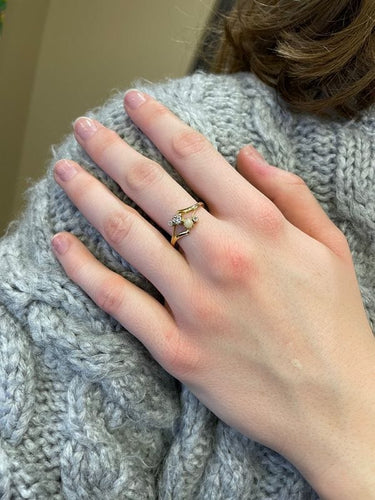 Bague 55 BAGUE NAPOLÉON III PERLE ET DIAMANTS 58 Facettes 061701