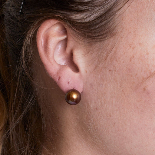 Boucles d'oreilles Puces d'oreilles perles chocolat 58 Facettes