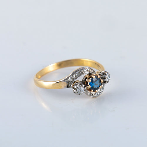 Bague Bague saphir diamant or platine 58 Facettes