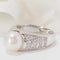 Bague 54 Bague en Or Blanc, Perle & Diamants 58 Facettes 30831
