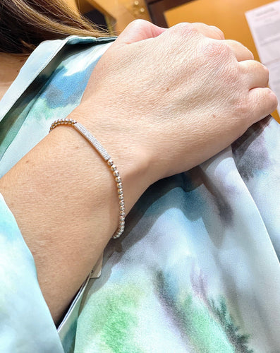 Bracelet Bracelet or blanc boules et barrettes diamants 58 Facettes