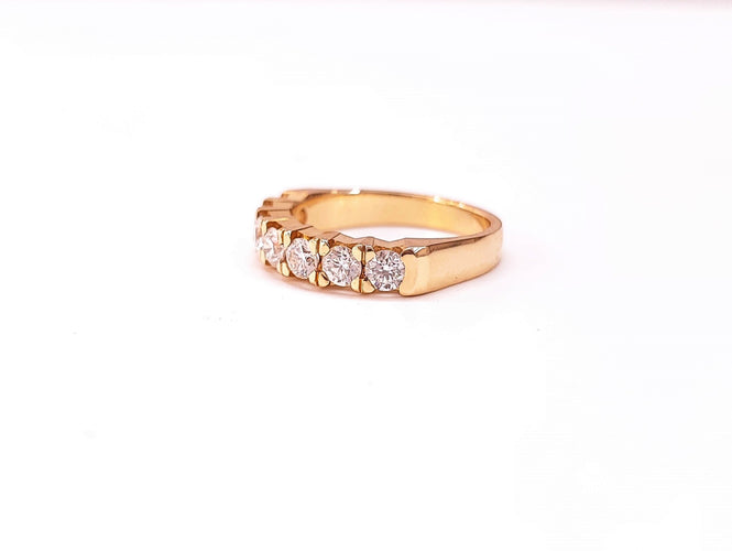 Bague 55 Demi alliance or jaune 7 Diamants 58 Facettes FA.21/DEM.ALL.J