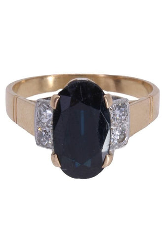 Bague 58 BAGUE ANCIENNE SAPHIR ET DIAMANTS 58 Facettes 072451