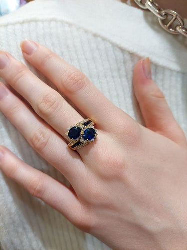 Bague 60 Bague "Toi &Moi" Or jaune Saphirs Diamants 58 Facettes 076721