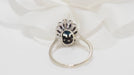Ring 54 Daisy ring in white gold, oval sapphire and diamonds 58 Facettes 31322