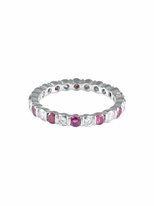 Bague Alliance Tour complet Rubis Diamants 58 Facettes