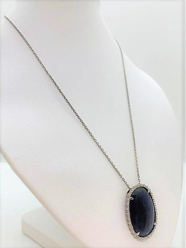 Collier Collier en Or gris avec Saphir et Diamants 58 Facettes 20400000476