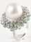 Bague 52 Bague en or blanc, perle, diamants, et tourmalines vertes 58 Facettes