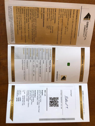 Gemstone Tsavorite 2.37cts certificat GCI 58 Facettes 285