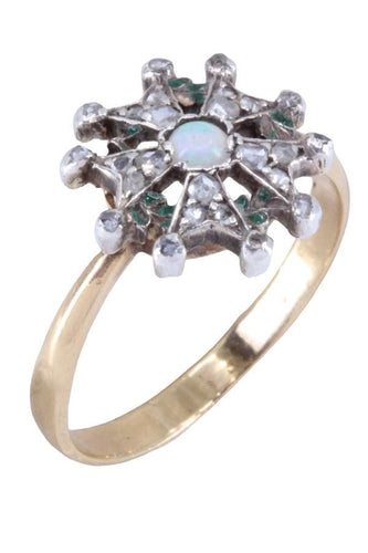 Bague 58 Bague ancienne opale et diamants 58 Facettes 082431