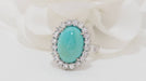 Bague 54 Bague Or blanc, Turquoise & diamants 58 Facettes 32269