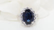 Bague 49 Bague entourage Or blanc Saphir Diamants 58 Facettes 32358