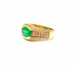 Ring Yellow gold oval emerald and diamond ring 58 Facettes