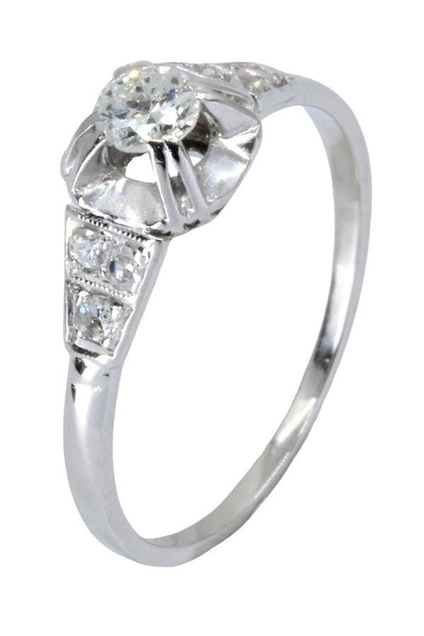 Bague SOLITAIRE ART DÉCO DIAMANTS 0.22 CARAT 58 Facettes 048701