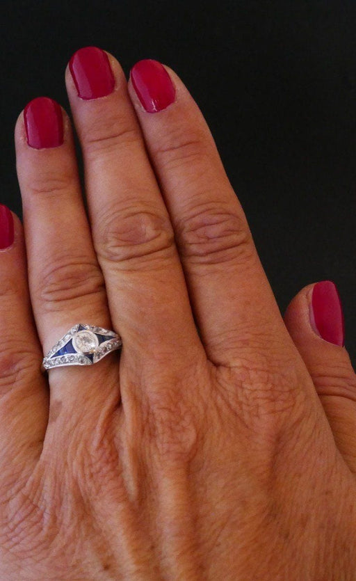 Bague Bague Art Déco Diamant Saphirs Et Diamants 58 Facettes 794750