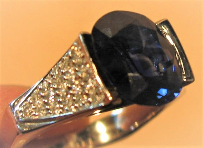 Bague 54 Bague Or blanc Saphir Diamants 58 Facettes C 475  XXEE