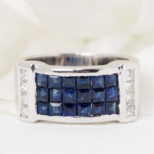 Bague 55 Bague bandeau saphirs diamants 58 Facettes 32390