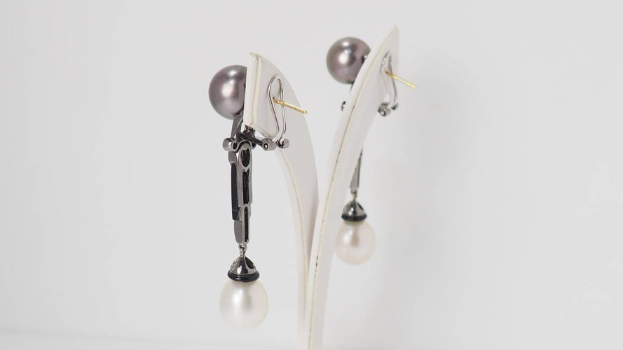 Boucles d'oreilles Boucles d'oreilles diamants cognacs et perles 58 Facettes 32154